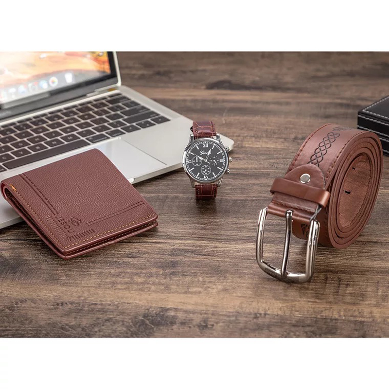 Men Watch Gifts Set For High Quality Belt Wallet Fashion watch Luxury Business Watches For Men gift