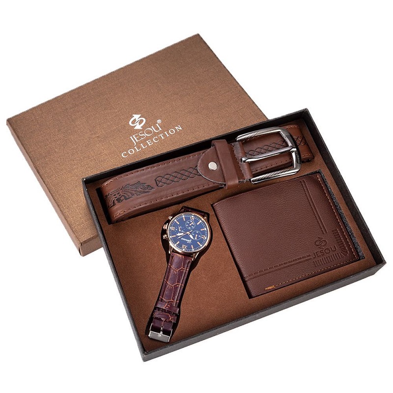 Men Watch Gifts Set For High Quality Belt Wallet Fashion watch Luxury Business Watches For Men gift