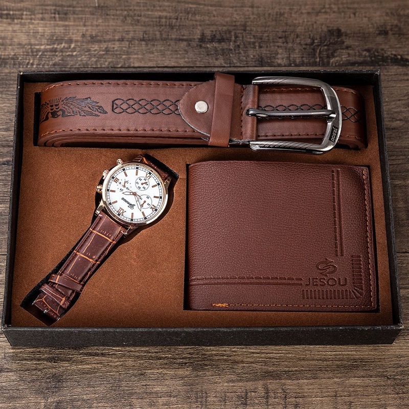 Men Watch Gifts Set For High Quality Belt Wallet Fashion watch Luxury Business Watches For Men gift