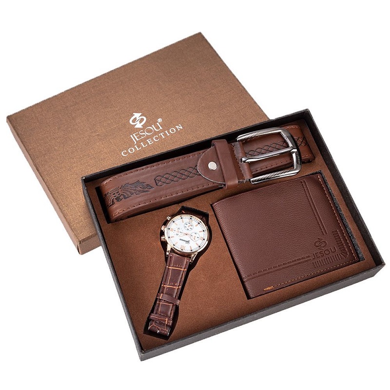 Men Watch Gifts Set For High Quality Belt Wallet Fashion watch Luxury Business Watches For Men gift