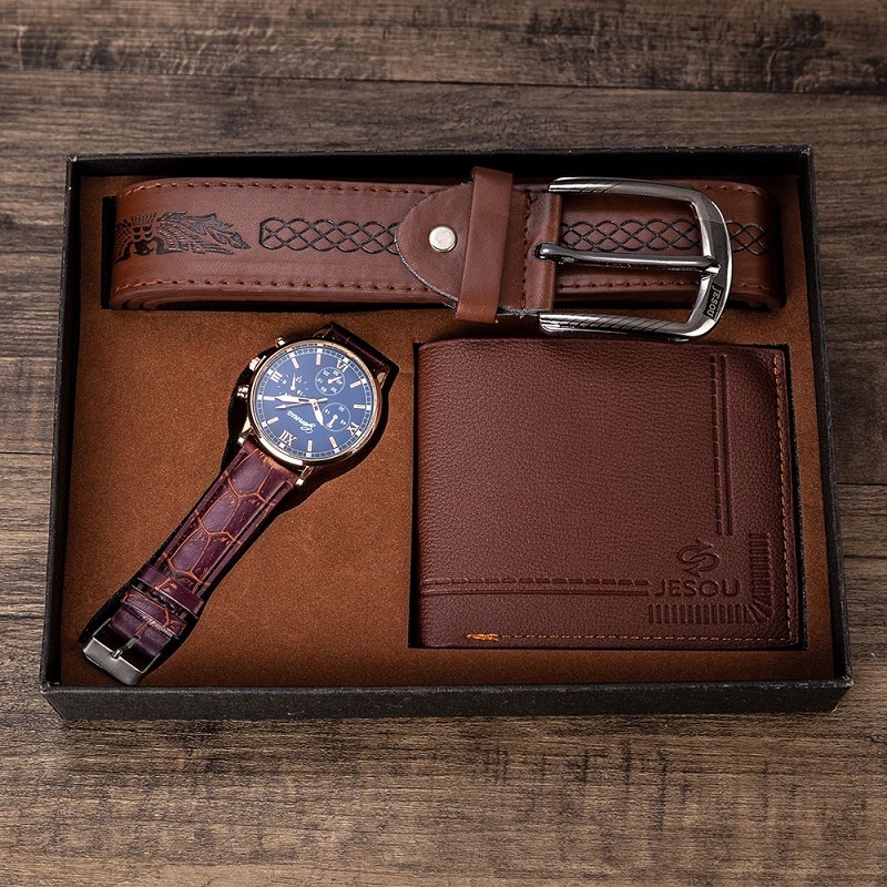 Men Watch Gifts Set For High Quality Belt Wallet Fashion watch Luxury Business Watches For Men gift