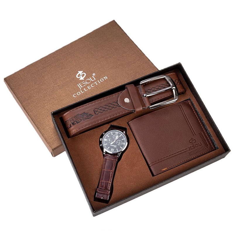 Men Watch Gifts Set For High Quality Belt Wallet Fashion watch Luxury Business Watches For Men gift