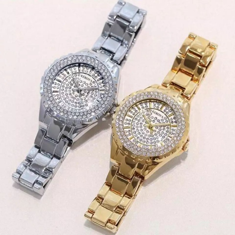 Women's Fashion Leisure Rhinestone Stainless Steel Dial Luxury Artificial Diamond Inlaid Watch