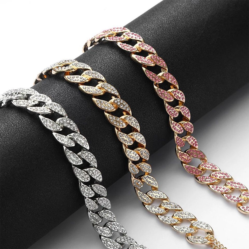 Iced Out Luxury Bling Crystal Butterfly Pendant Necklace  Girl Hip Hop Cuban Chain Choker  Jewelry