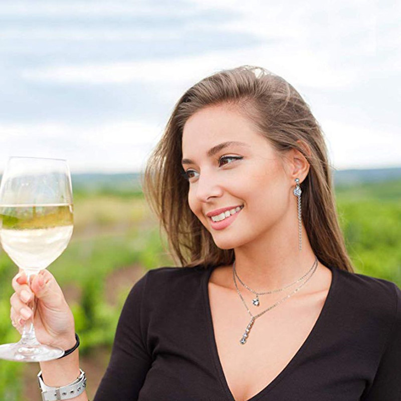 4pcs/set Ladies fashion trend PU quartz watch + Necklace Earrings Environmentally Zircon Jewelry