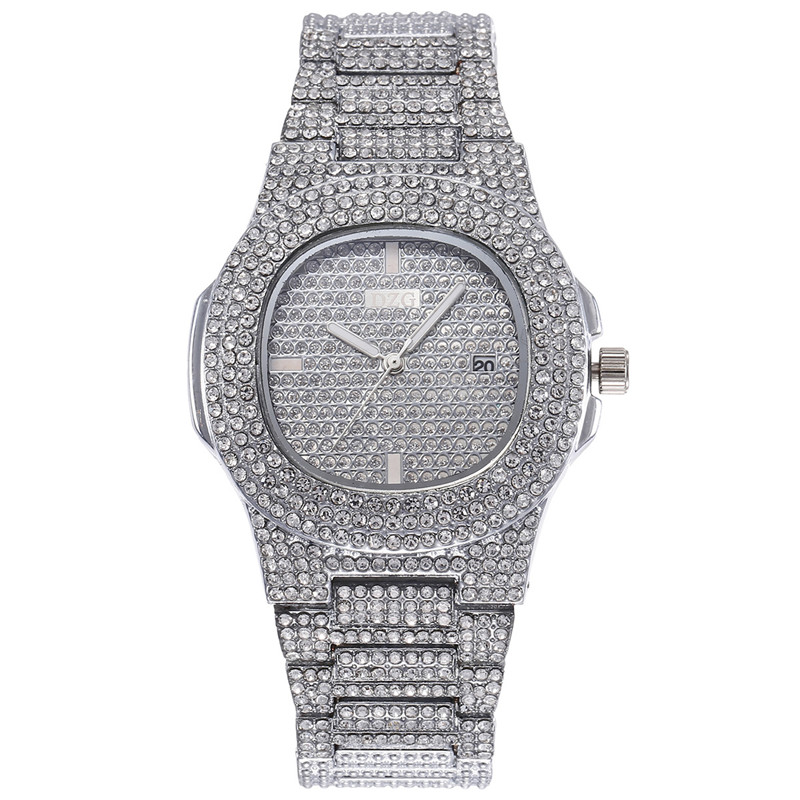 3Pcs/Set Hip Hop Men Bracelets+ Iced Out Crystal Watch +Ring set