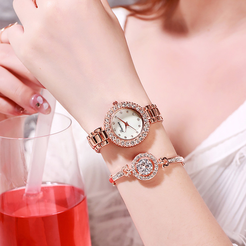 Lvpai Brand 6PCS Watch Set Women Luxury Fashion Ladies Rose Gold Quartz Wristwatches Women Famous Brand Crystal Dress Watches