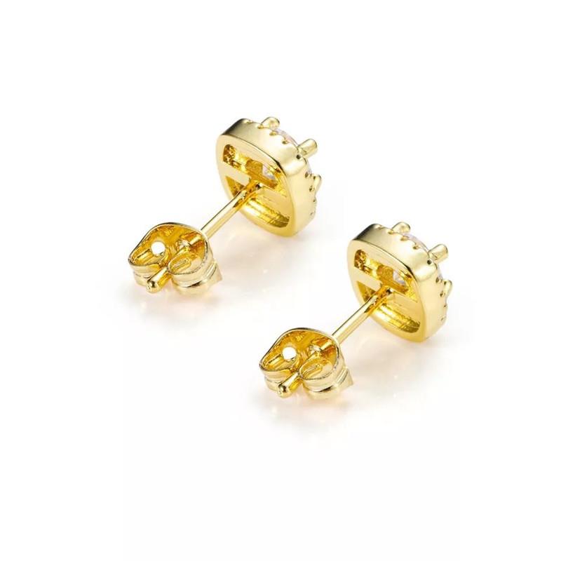 Fashion Jewelry Square Stud Earring Zircon Earring Hip hop Material Iced Bling Square Stud Earrings