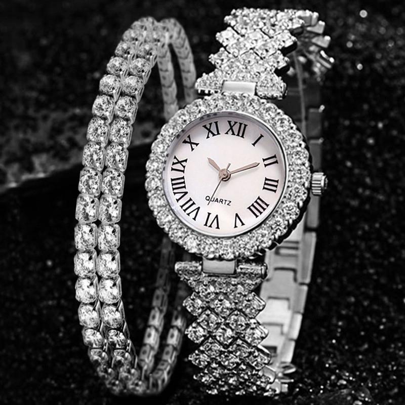 Fashion 2020 Luxury Diamond Women Watches + Bracelet Set Female Clock For Ladies Wrist Watch