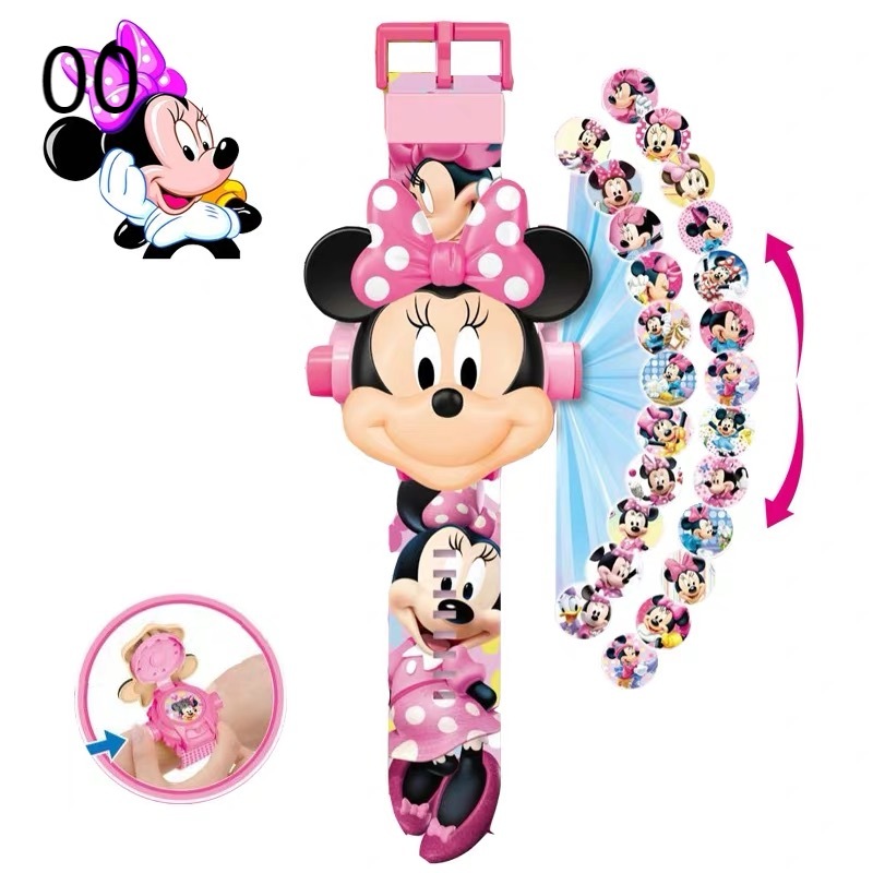 Children Watch The 3D Projection Cartoon Spiderman Ironman Princess Digital Watches Kids Watches Toy