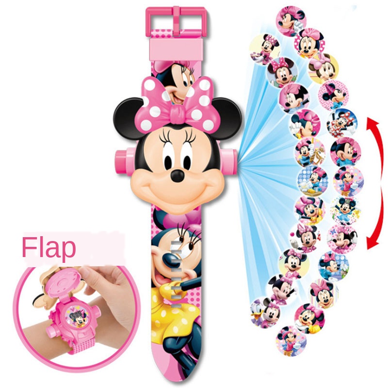 Children Watch The 3D Projection Cartoon Spiderman Ironman Princess Digital Watches Kids Watches Toy