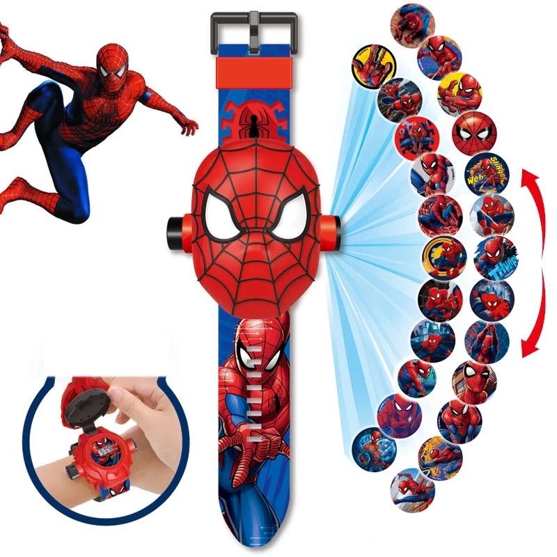 Children Watch The 3D Projection Cartoon Spiderman Ironman Princess Digital Watches Kids Watches Toy