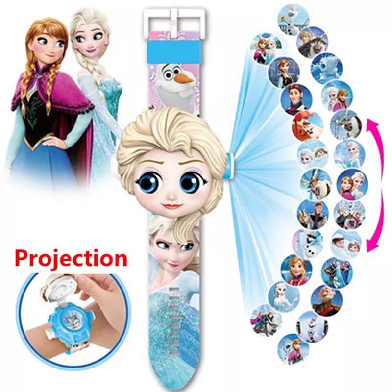 Children Watch The 3D Projection Cartoon Spiderman Ironman Princess Digital Watches Kids Watches Toy