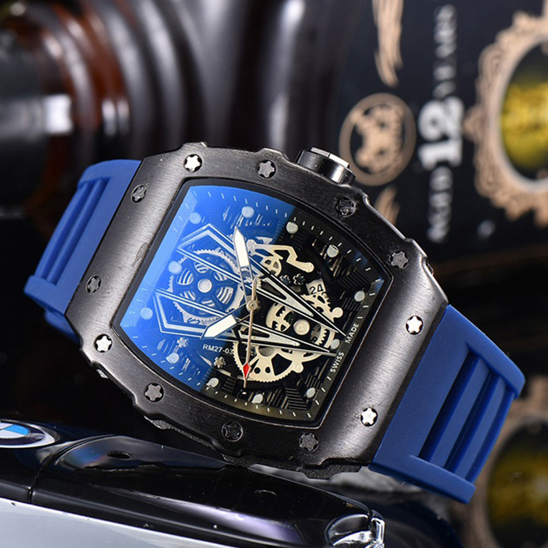 Richard Luxury Men Watches Quartz Designer Silicone Automati Strap Red Black Hot Selling Waterproof