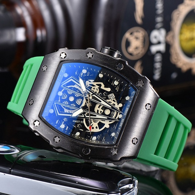 Richard Luxury Men Watches Quartz Designer Silicone Automati Strap Red Black Hot Selling Waterproof