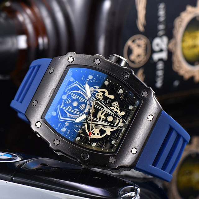 Richard Luxury Men Watches Quartz Designer Silicone Automati Strap Red Black Hot Selling Waterproof