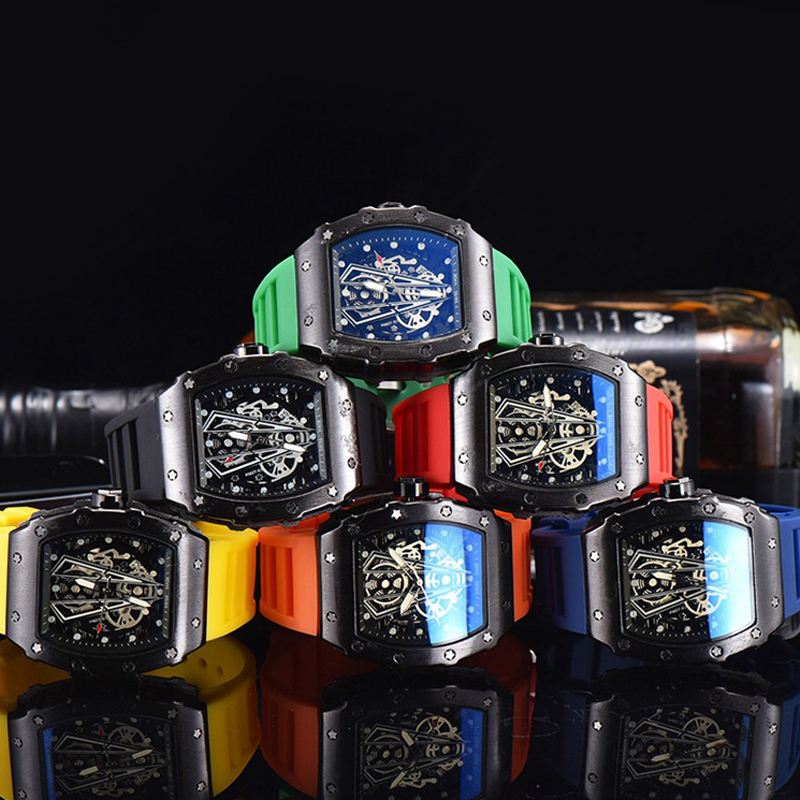 Richard Luxury Men Watches Quartz Designer Silicone Automati Strap Red Black Hot Selling Waterproof