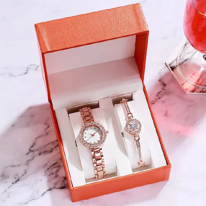 Lvpai Brand 6PCS Watch Set Women Luxury Fashion Ladies Rose Gold Quartz Wristwatches Women Famous Brand Crystal Dress Watches
