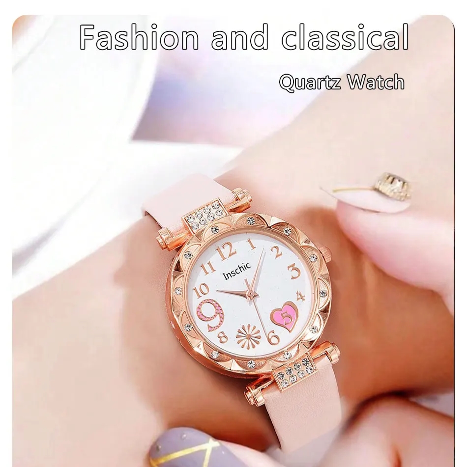 2pcs Set Luxury Women Watches Rhinestone Fashion Elegant Wristwatch Quartz Watch Ladies Clock For Girl Gift With Box