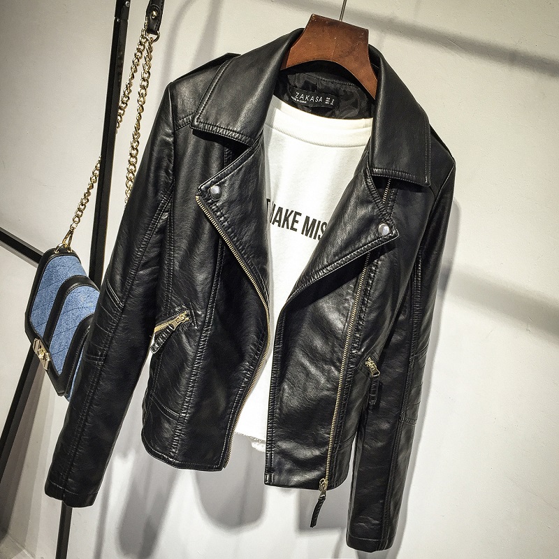 Jackets Women Slim Cool Lady PU Leather Jacket Sweet Female Zipper Faux Femme Outwear Coat Plus Size