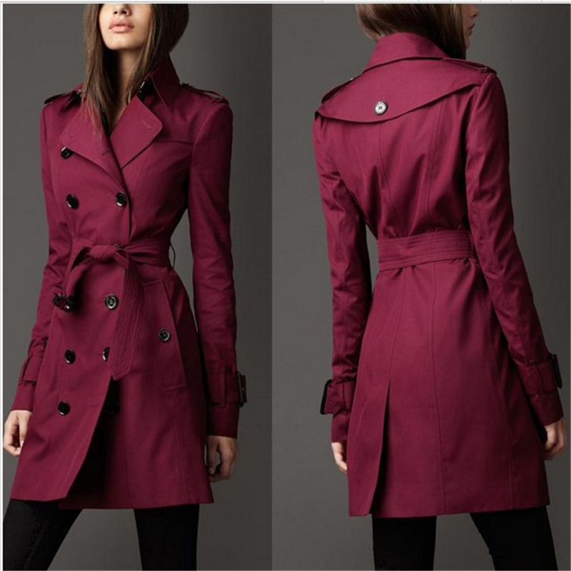Jackets2019 Women Trench Coat Long, Red Ladies Long Trench Coat