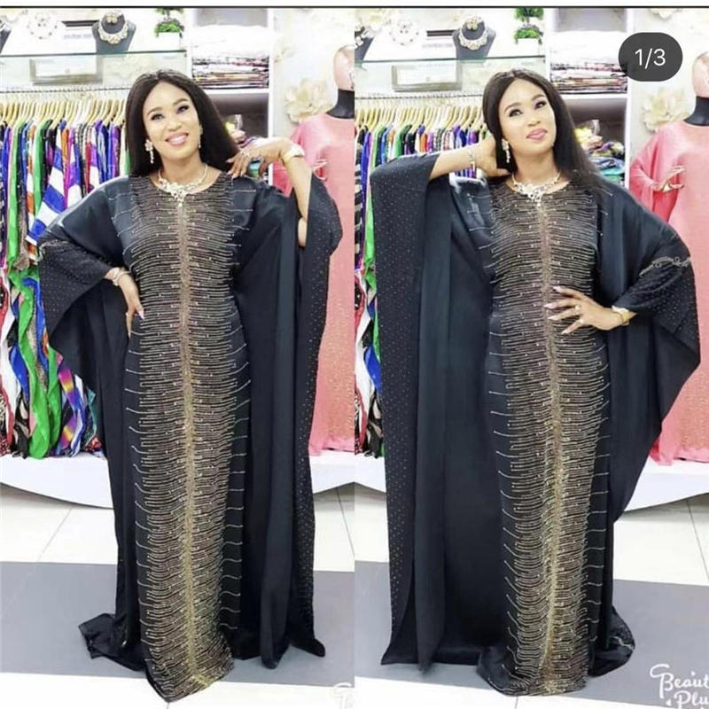Dresses 5 Colors  for Women Plus Size Diamond Beads Clothes Abaya Dubai Muslim Dress Robe  Dress
