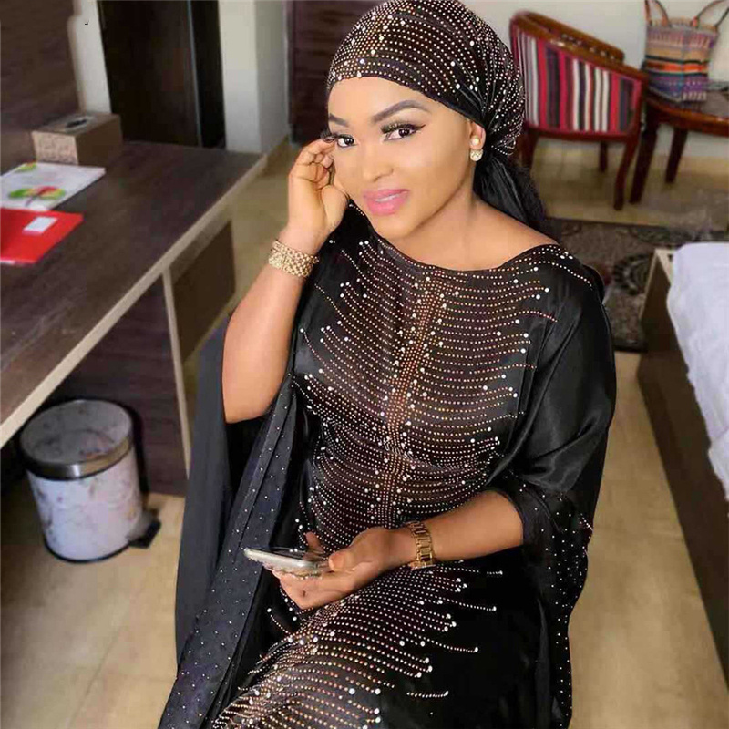 Dresses 5 Colors  for Women Plus Size Diamond Beads Clothes Abaya Dubai Muslim Dress Robe  Dress