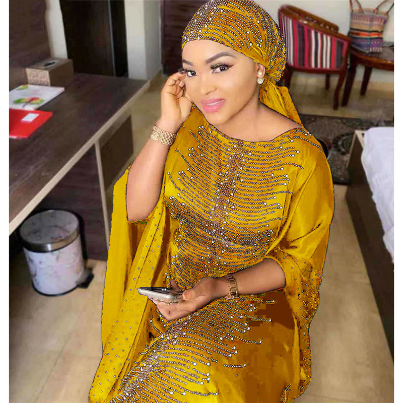 Dresses 5 Colors  for Women Plus Size Diamond Beads Clothes Abaya Dubai Muslim Dress Robe  Dress