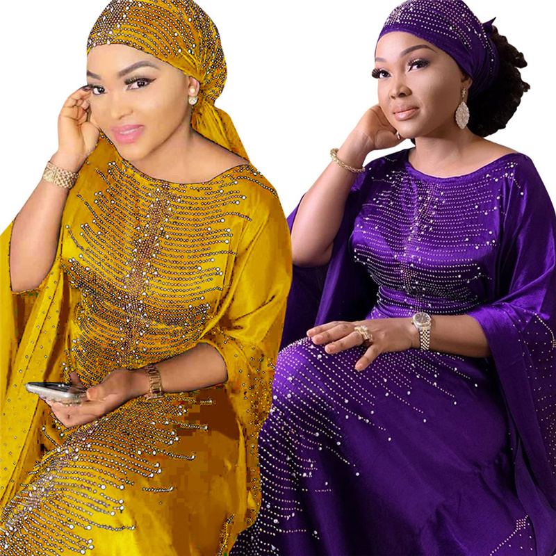 Dresses 5 Colors  for Women Plus Size Diamond Beads Clothes Abaya Dubai Muslim Dress Robe  Dress