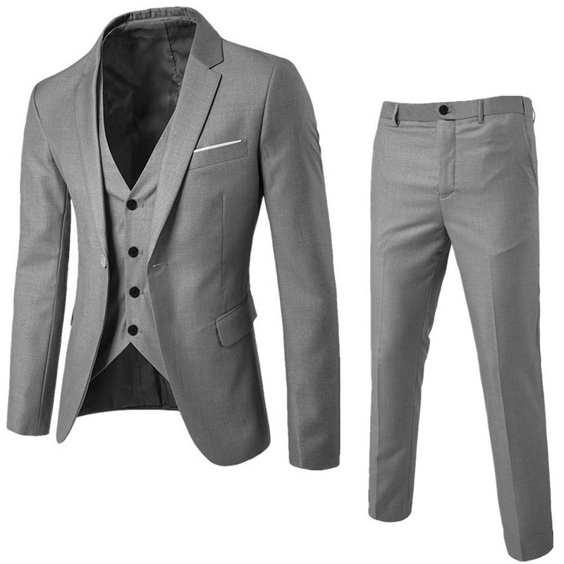 Suits Fashion Men Jackets Slim 3 Pieces Suit Blazer Business Wedding Party Pants Plus Size Suits Set Men's suits