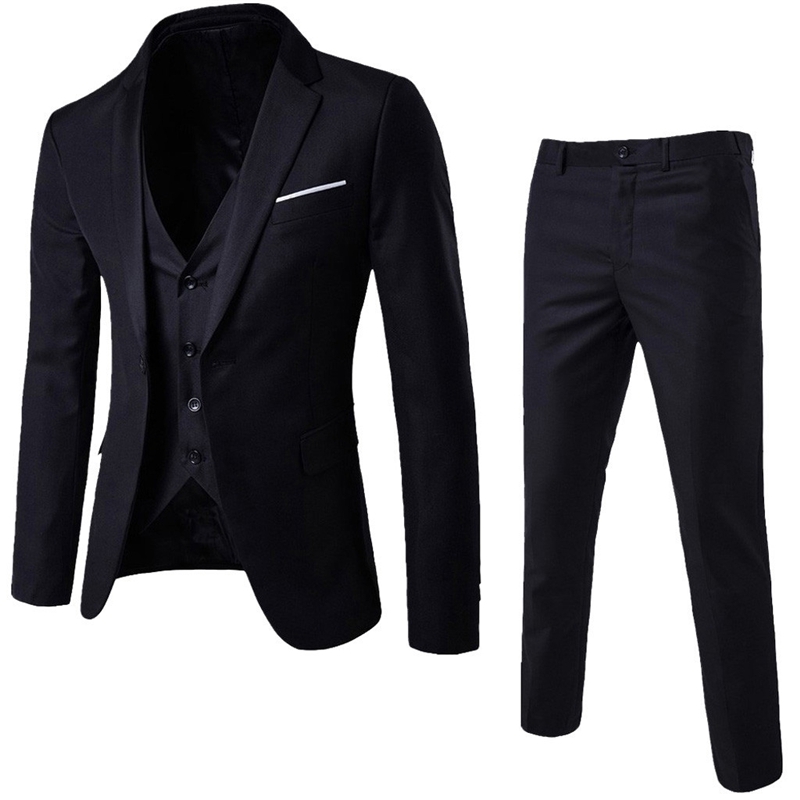 Suits Fashion Men Jackets Slim 3 Pieces Suit Blazer Business Wedding Party Pants Plus Size Suits Set Men's suits