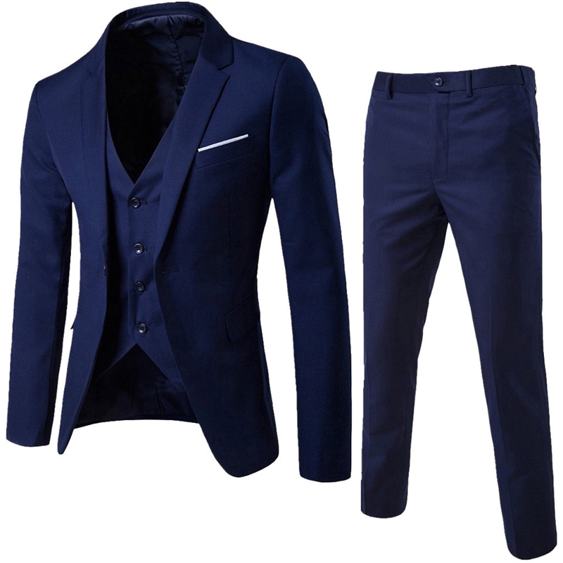 Suits Fashion Men Jackets Slim 3 Pieces Suit Blazer Business Wedding Party Pants Plus Size Suits Set Men's suits
