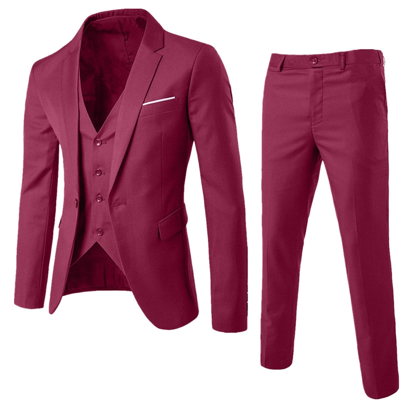 Suits Fashion Men Jackets Slim 3 Pieces Suit Blazer Business Wedding Party Pants Plus Size Suits Set Men's suits