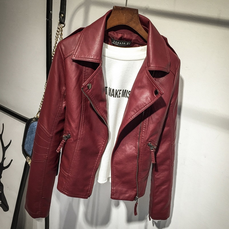 Jackets Women Slim Cool Lady PU Leather Jacket Sweet Female Zipper Faux Femme Outwear Coat Plus Size