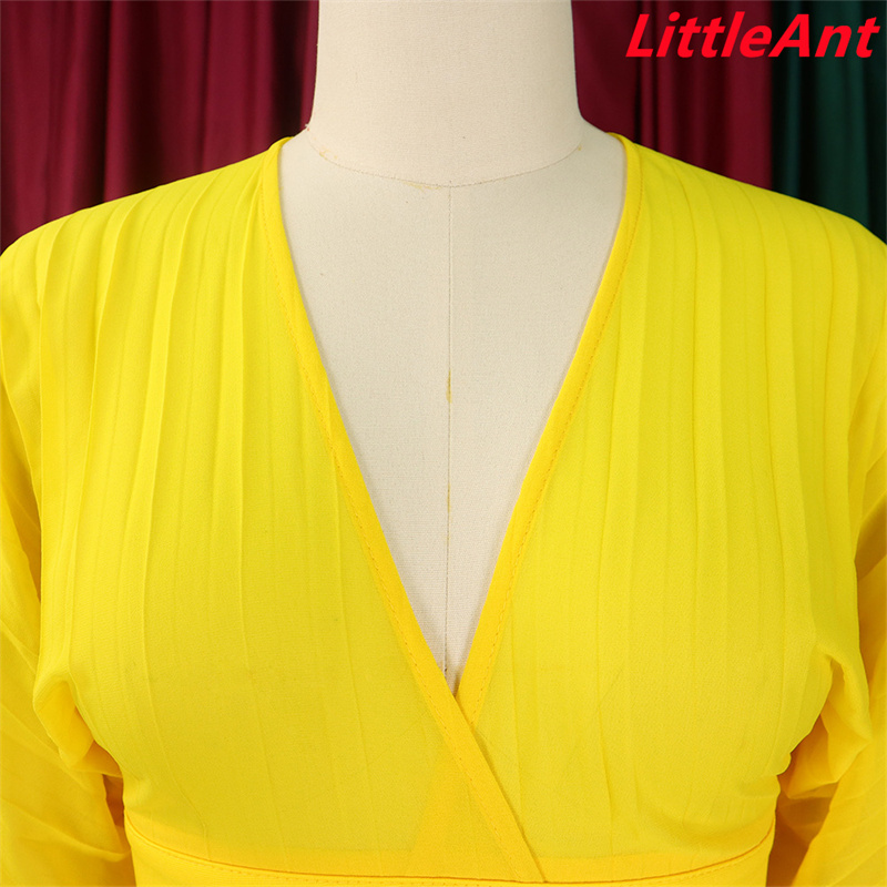 Two piece suit pants top V-neck chiffon lantern sleeve top pleated wide leg pants two piece suit dress dresses women's fashion