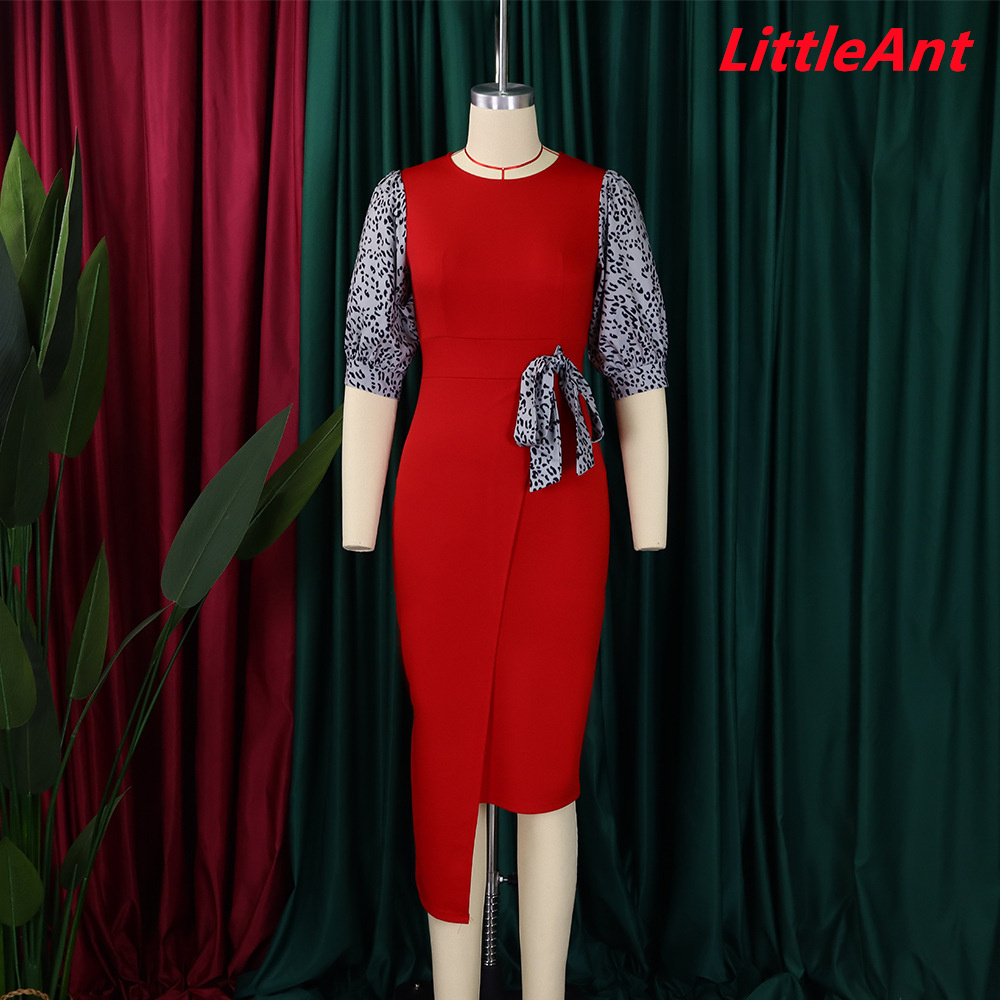 Women's 2023 Summer New Fashion Temperament Print Splice Split Wrap Hip African Dress Women's Clothing Skirt Temperament Commuter