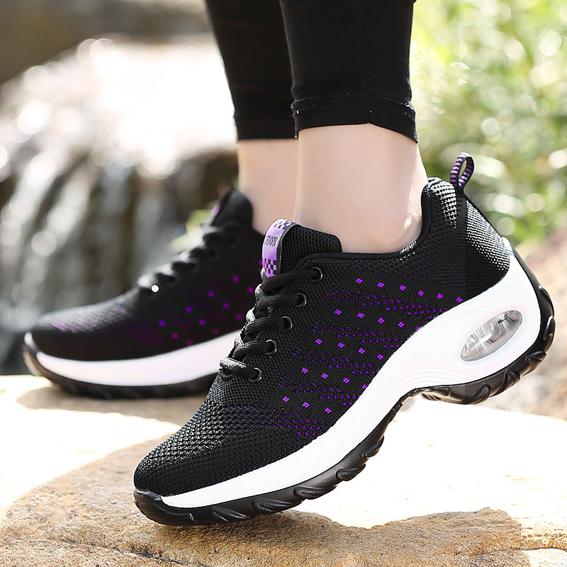 Women Ladies Casual Black Purple Travel Running Jogging Sneaker Sport Shoes Sneakers Sports Shoe