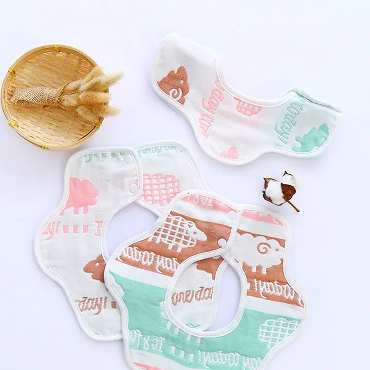 The baby bib  Newborn cotton gauze jacquard cartoon mother-baby products Children's bib