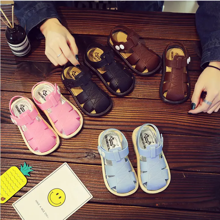 Baby shoes 2019 new summer sandals Baotou baby toddler anti-slip breathable baby beach shoes
