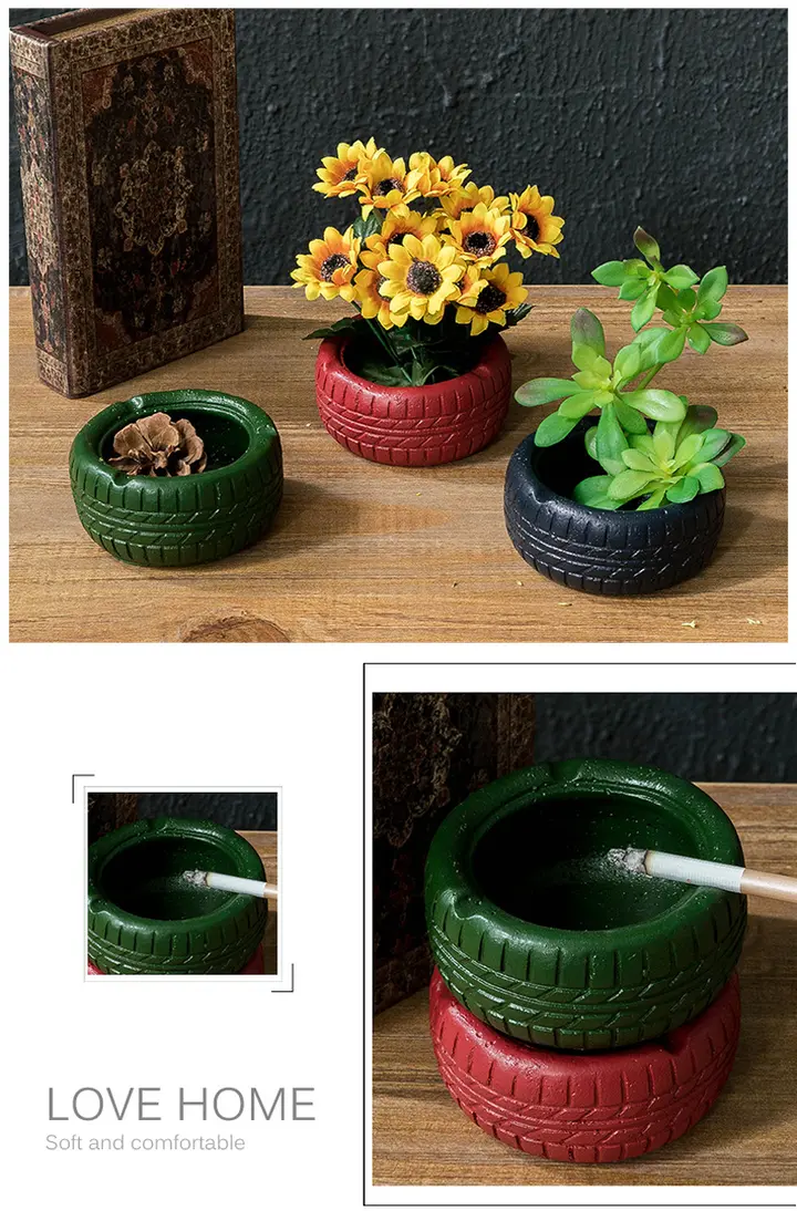 Cylinder tire ashtray  Creative personality ashtray Tidal wheel model    Furnishing articles