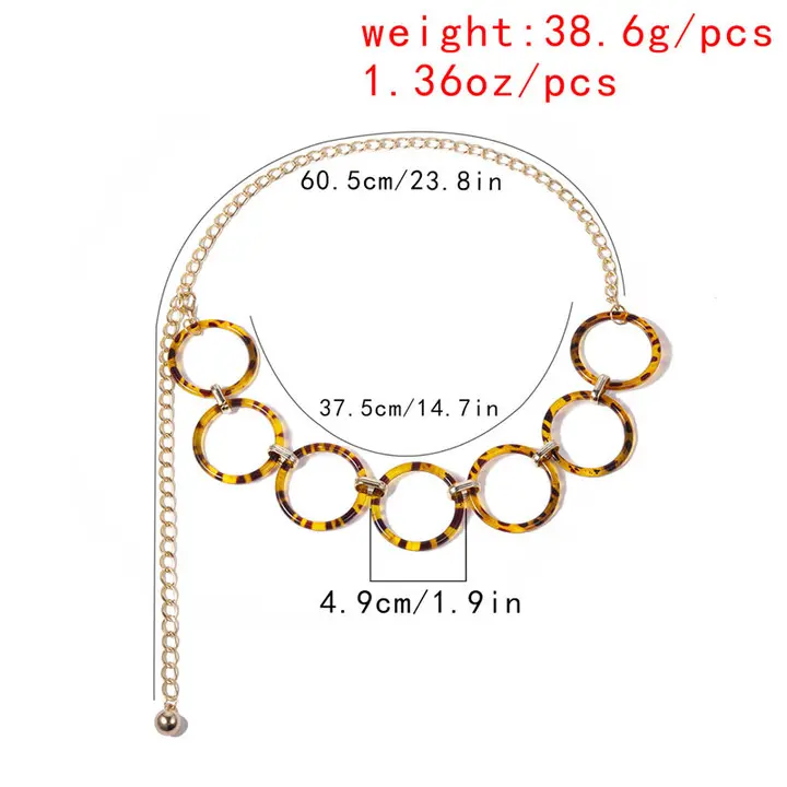 Simple circular vintage body chain Stylish leopard print waist chain pendant