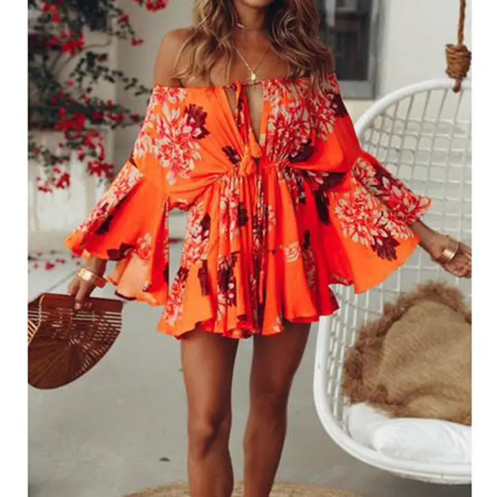 New dress Long sleeve printed dress Short skirt