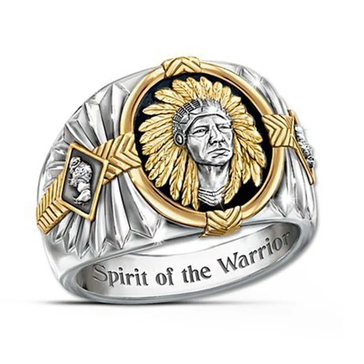 Hip-hop style Viking warriors two-tone ring Indian spirit totem Lord of the rings Ring Jewelry