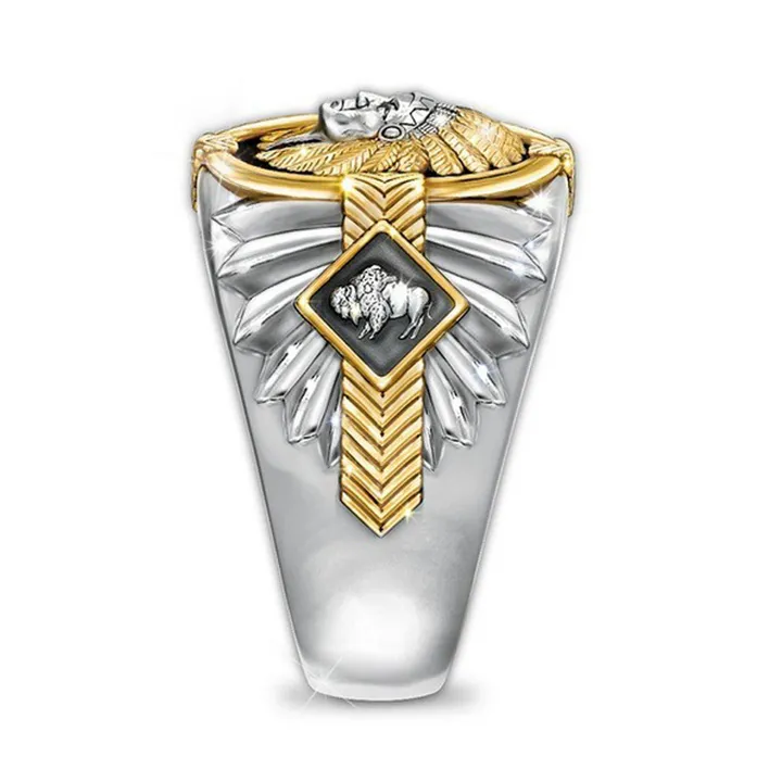 Hip-hop style Viking warriors two-tone ring Indian spirit totem Lord of the rings Ring Jewelry