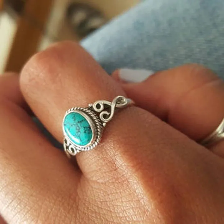 Imitation of turquoise Natural stone Restoring ancient ways ring
