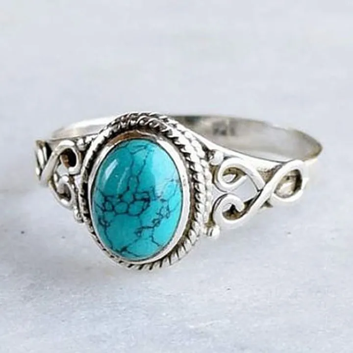 Imitation of turquoise Natural stone Restoring ancient ways ring