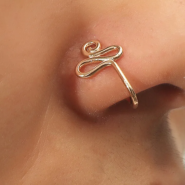 Non Piercing Gold Nose Cuff African Fake Nose Ring Clip on Nose Ring for Women Men