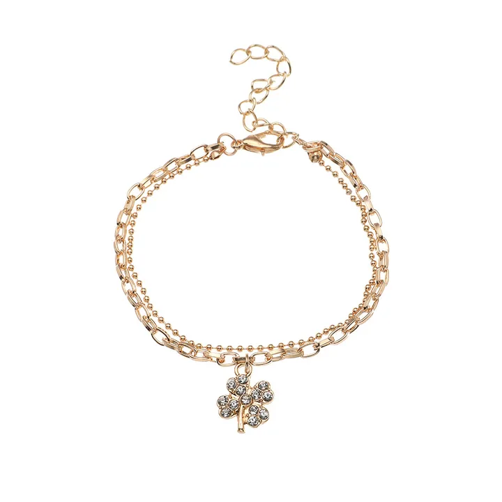 Girls' Bracelet 2 Piece Set Geometric Bracelet Planetary Heart Eye Butterfly Design Pendant Adjustable Bracelet Women's Gold