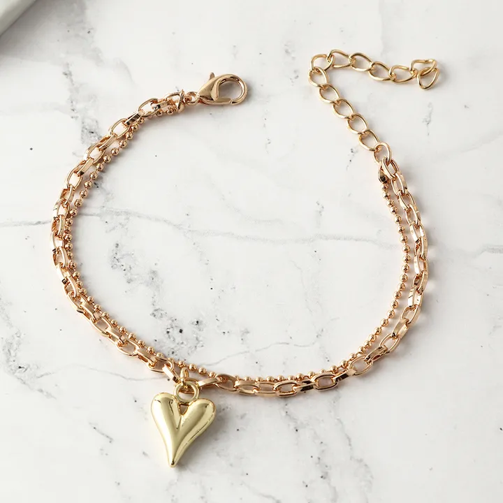 Girls' Bracelet 2 Piece Set Geometric Bracelet Planetary Heart Eye Butterfly Design Pendant Adjustable Bracelet Women's Gold