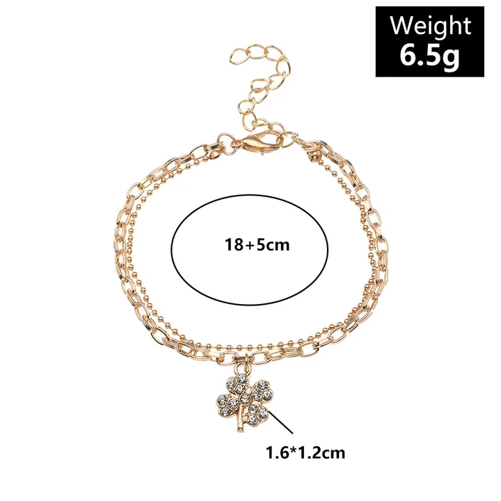 Girls' Bracelet 2 Piece Set Geometric Bracelet Planetary Heart Eye Butterfly Design Pendant Adjustable Bracelet Women's Gold